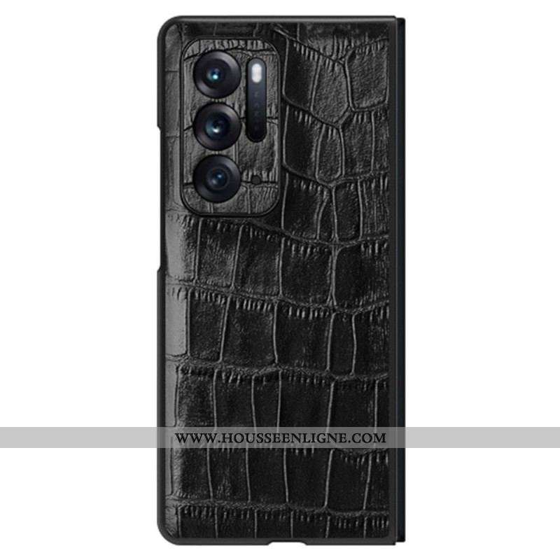 Coque Oppo Find N Cuir Véritable Cuir Texture Crocodile