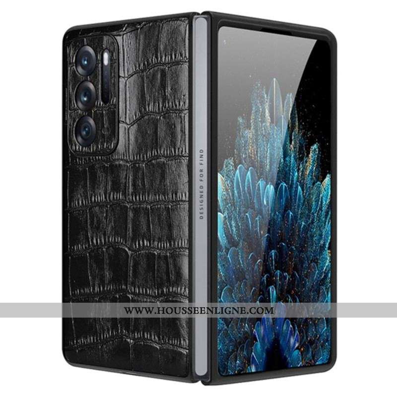 Coque Oppo Find N Cuir Véritable Cuir Texture Crocodile