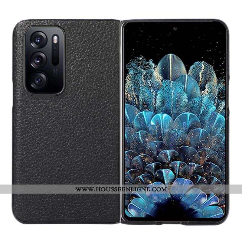 Coque Oppo Find N Véritable Cuir litchi Design
