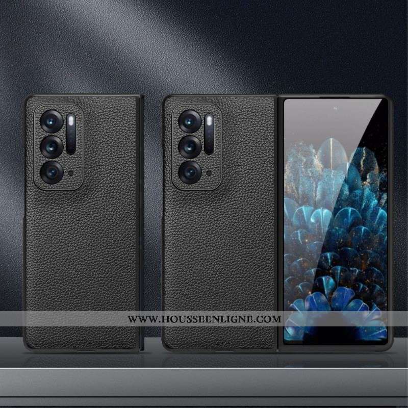 Coque Oppo Find N Véritable Cuir litchi Premium