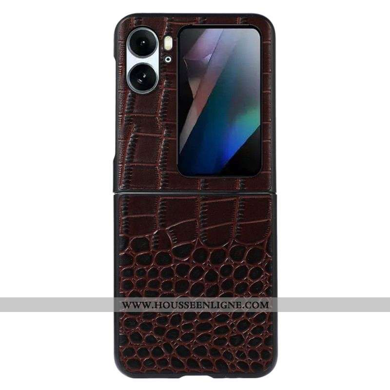 Coque Oppo Find N2 Flip Vrai cuir Style Peau de Crocodile