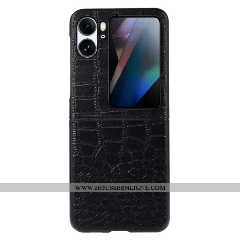 Coque Oppo Find N2 Flip Vrai cuir Style Peau de Crocodile