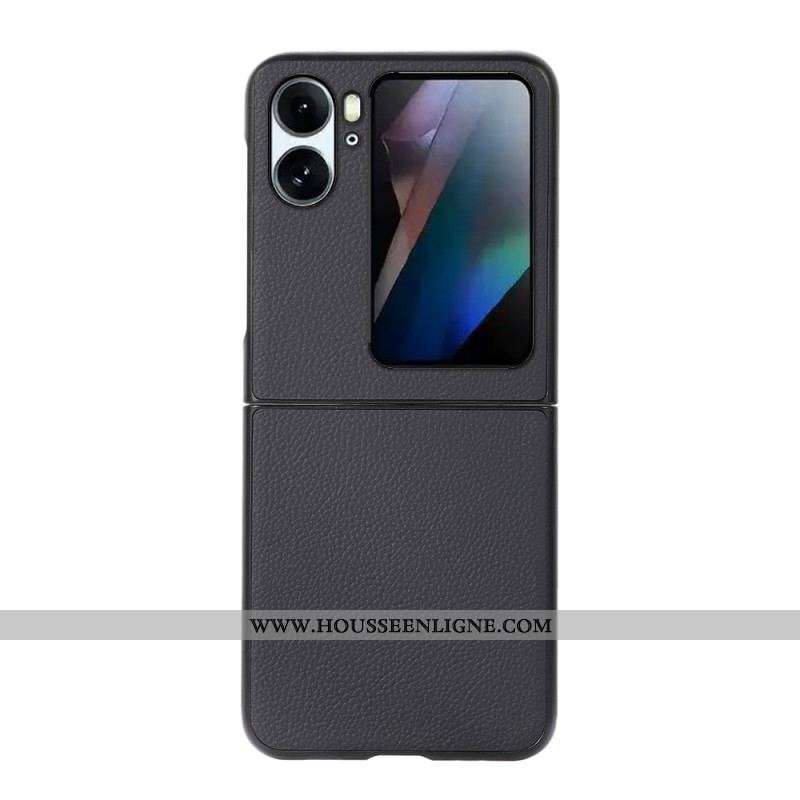 Coque Oppo Find N2 Flip Véritable Cuir Litchi
