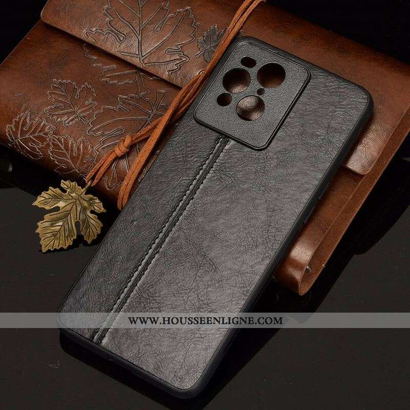 Coque Oppo Find X3 / X3 Pro Effet Cuir Couture