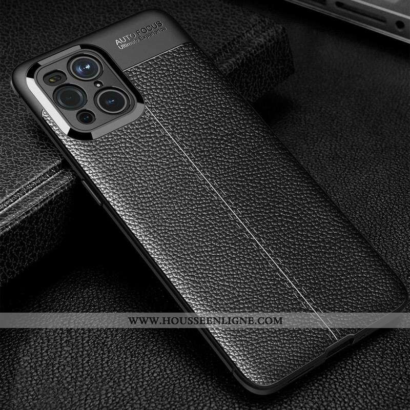 Coque Oppo Find X3 / X3 Pro Effet Cuir Litchi Double Line