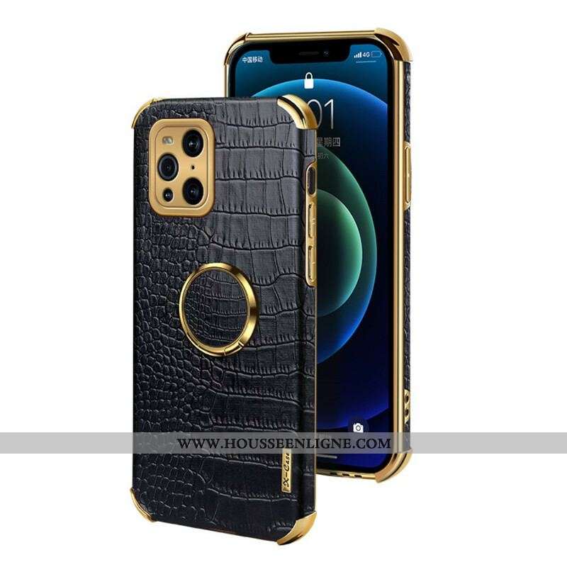Coque Oppo Find X3 / X3 Pro X-CASE Effet Peau Crocodile