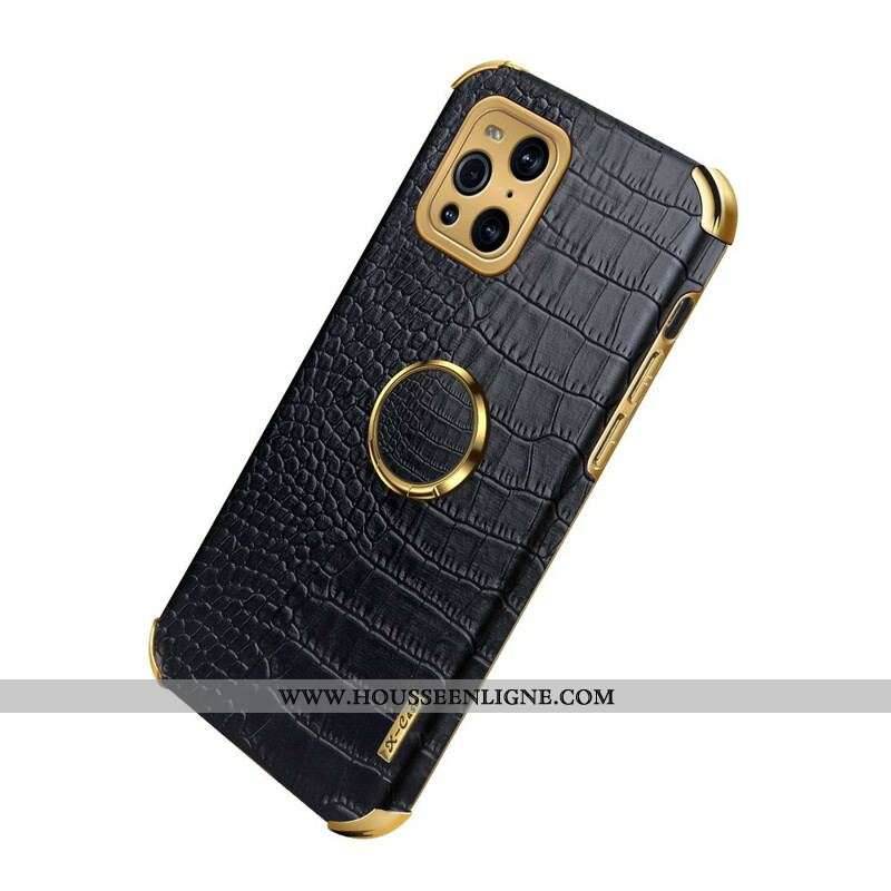 Coque Oppo Find X3 / X3 Pro X-CASE Effet Peau Crocodile