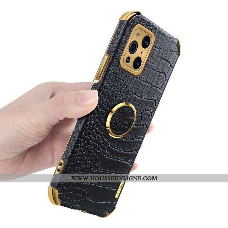 Coque Oppo Find X3 / X3 Pro X-CASE Effet Peau Crocodile