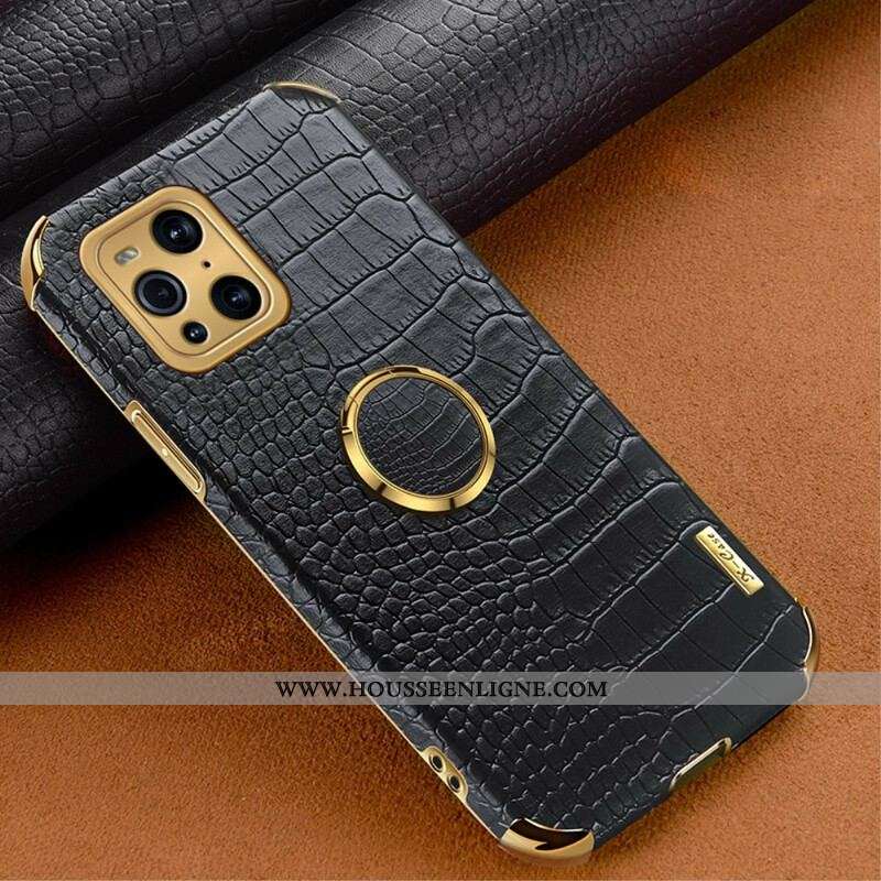 Coque Oppo Find X3 / X3 Pro X-CASE Effet Peau Crocodile