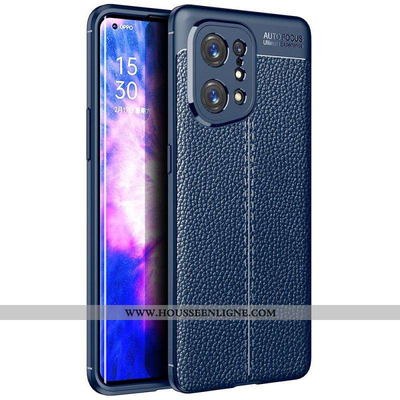 Coque Oppo Find X5 Effet Cuir Litchi Double line