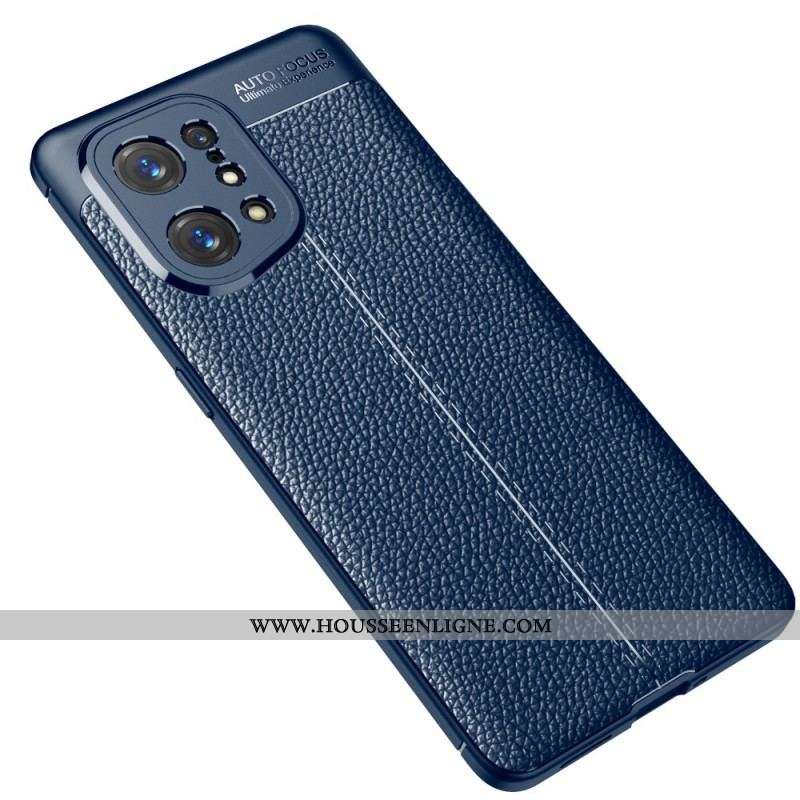 Coque Oppo Find X5 Effet Cuir Litchi Double line
