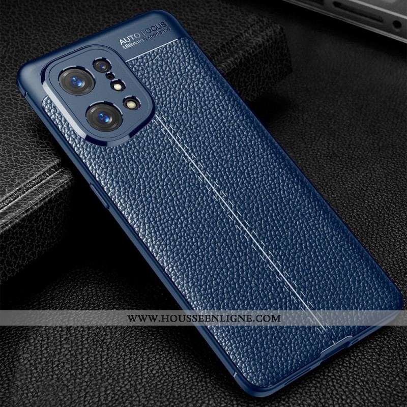 Coque Oppo Find X5 Effet Cuir Litchi Double line