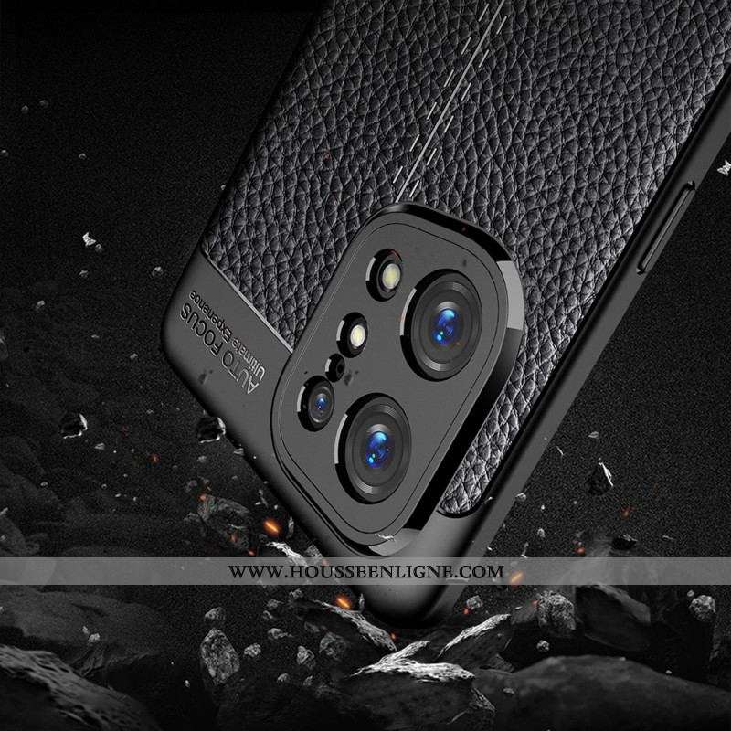 Coque Oppo Find X5 Effet Cuir Litchi Double line