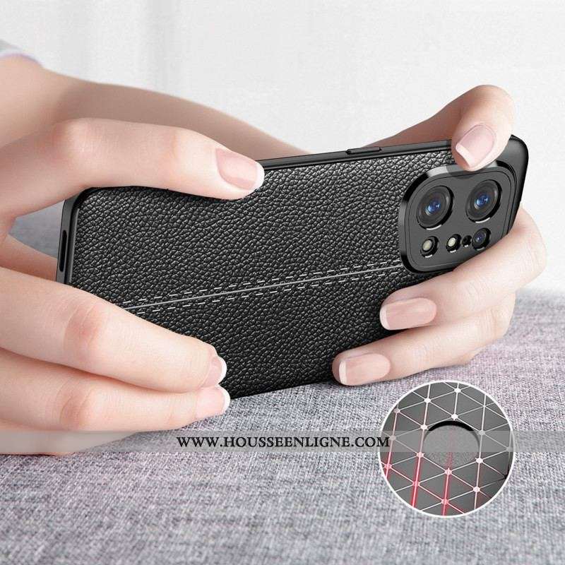 Coque Oppo Find X5 Effet Cuir Litchi Double line