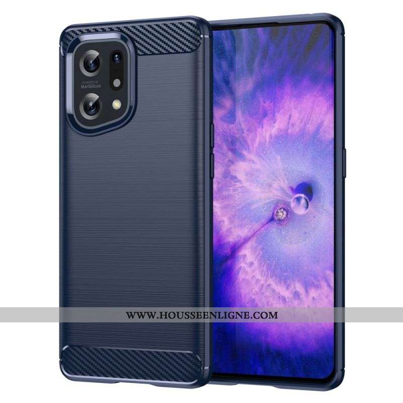 Coque Oppo Find X5 Fibre Carbone Brossée
