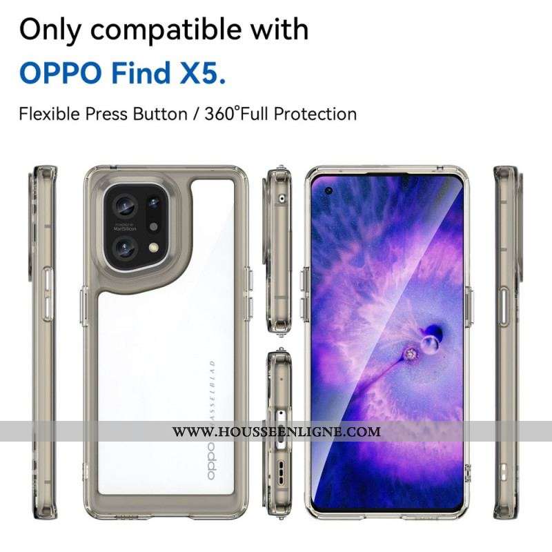Coque Oppo Find X5 Hybride Rebords Colorés Transparents
