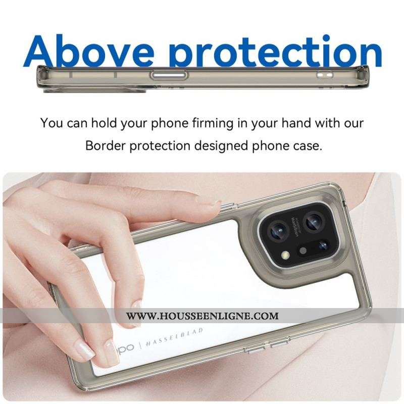 Coque Oppo Find X5 Hybride Rebords Colorés Transparents