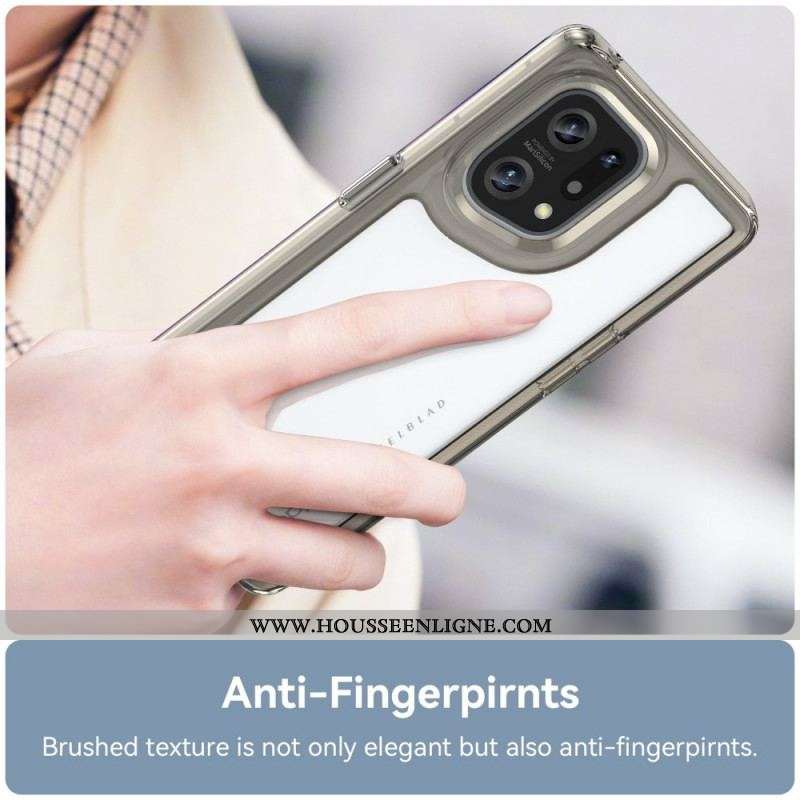 Coque Oppo Find X5 Hybride Rebords Colorés Transparents