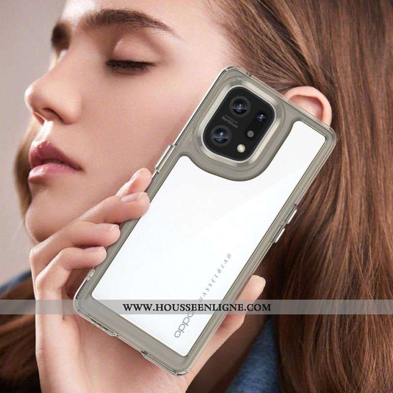 Coque Oppo Find X5 Hybride Rebords Colorés Transparents