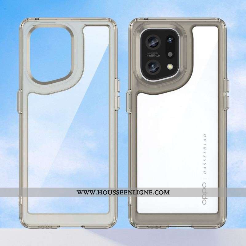 Coque Oppo Find X5 Hybride Rebords Colorés Transparents