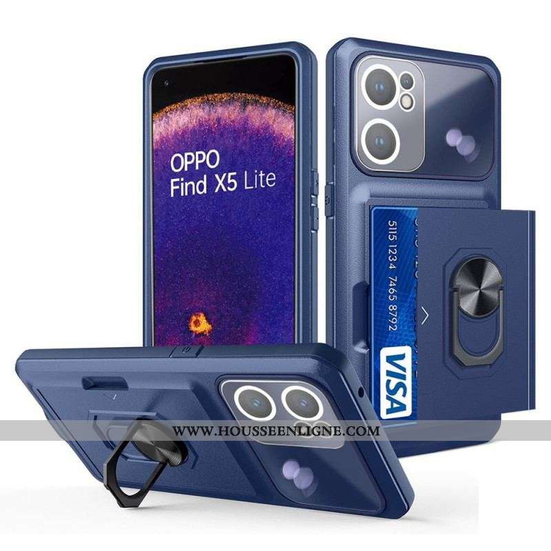 Coque Oppo Find X5 Lite Anneau-Support et Porte-Carte