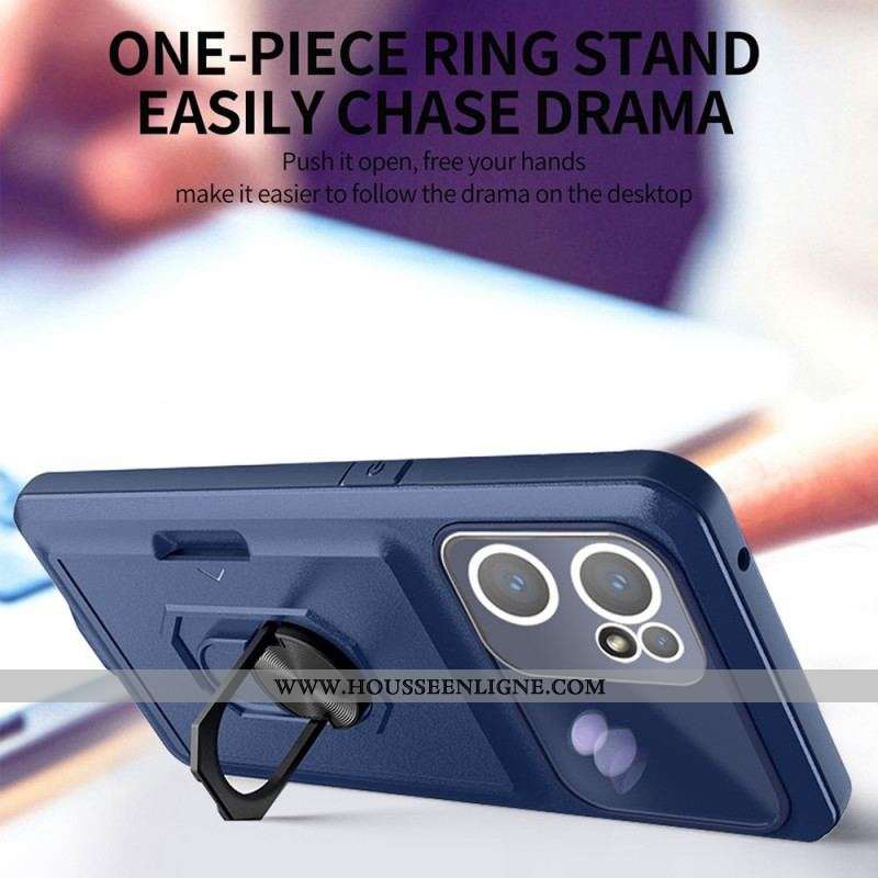 Coque Oppo Find X5 Lite Anneau-Support et Porte-Carte