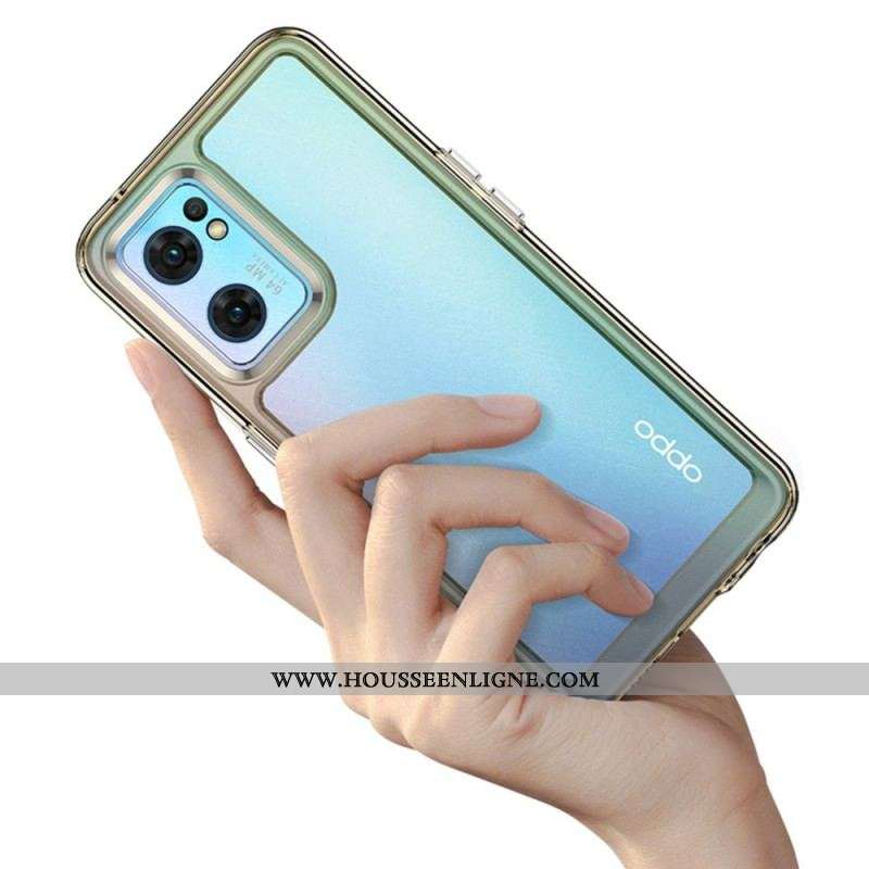 Coque Oppo Find X5 Lite Hybride Rebords Colorés Transparents