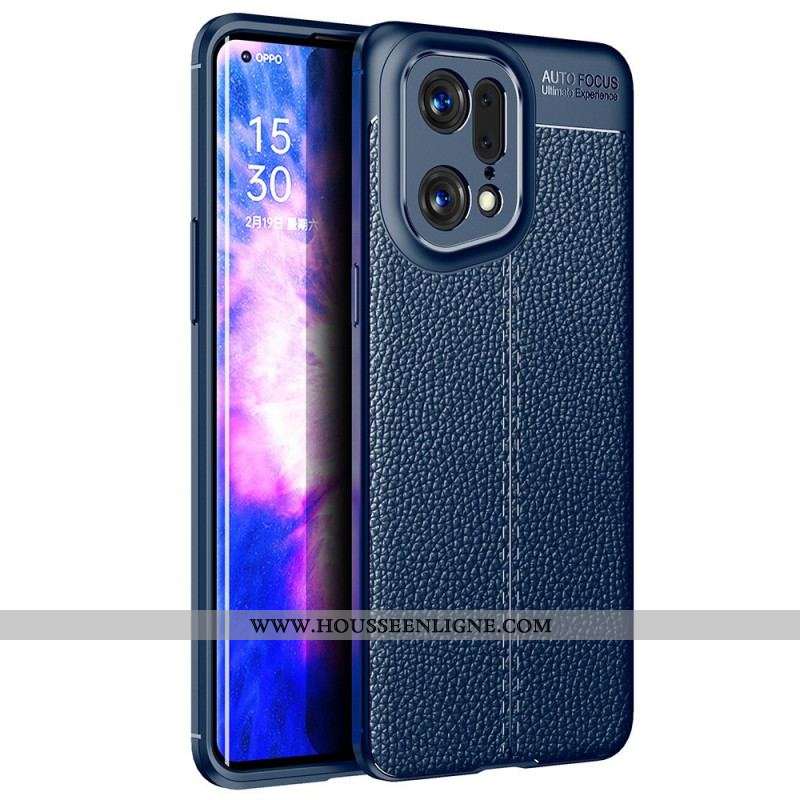 Coque Oppo Find X5 Pro Effet Cuir Litchi Double Line