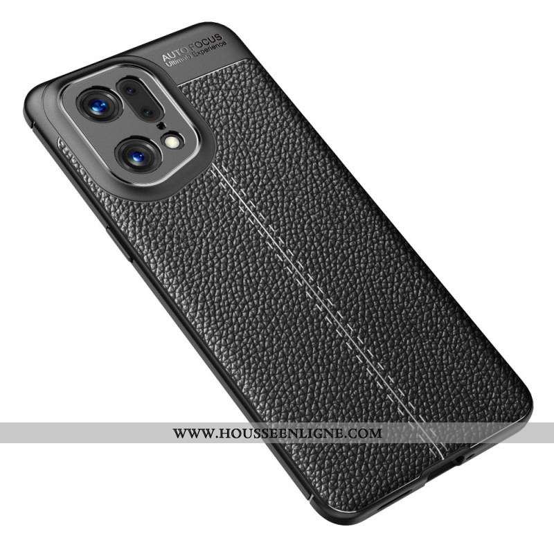 Coque Oppo Find X5 Pro Effet Cuir Litchi Double Line