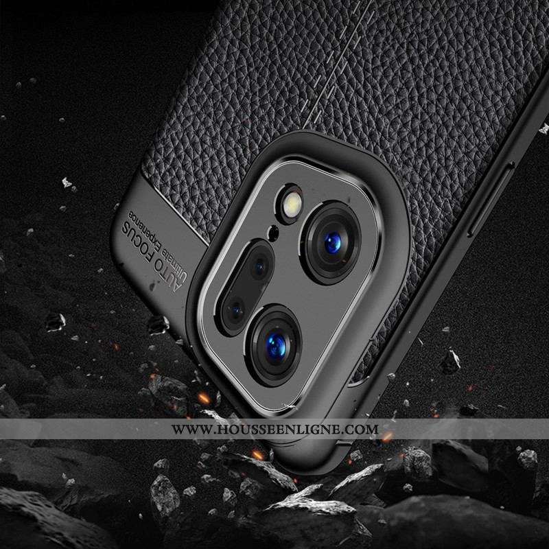Coque Oppo Find X5 Pro Effet Cuir Litchi Double Line