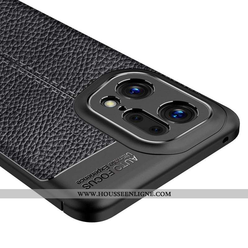 Coque Oppo Find X5 Pro Effet Cuir Litchi Double Line