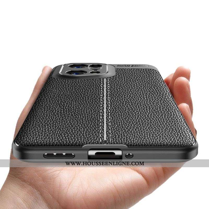 Coque Oppo Find X5 Pro Effet Cuir Litchi Double Line