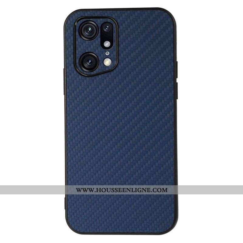 Coque Oppo Find X5 Pro Effet Cuir Texture Fibre Carbone