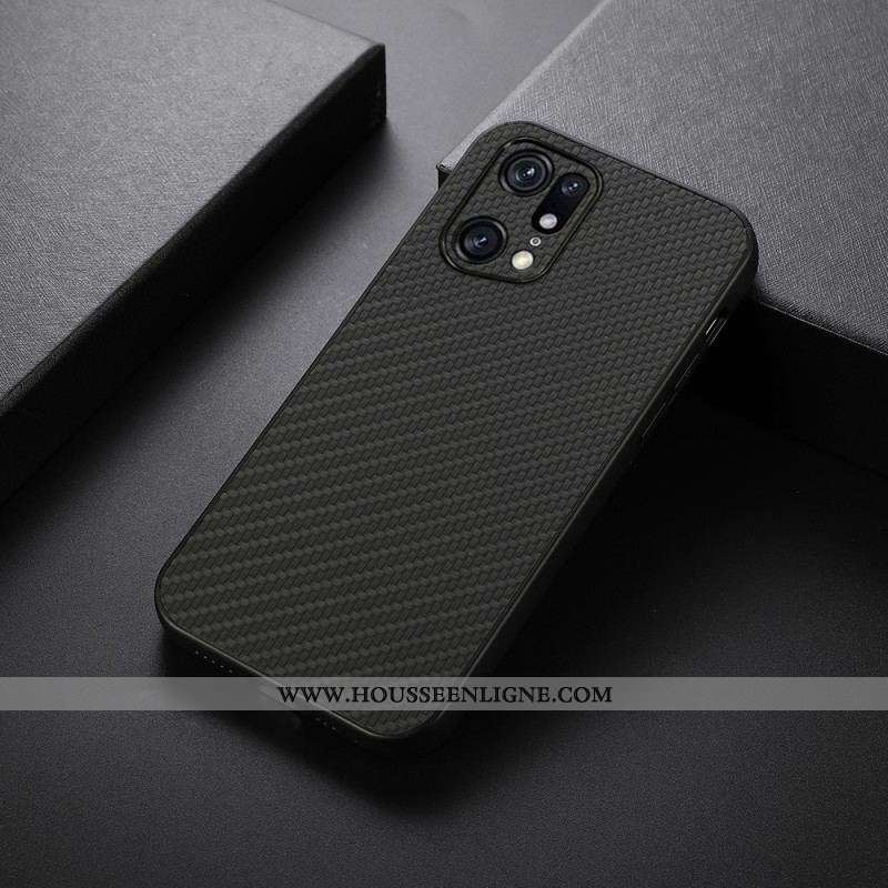 Coque Oppo Find X5 Pro Effet Cuir Texture Fibre Carbone