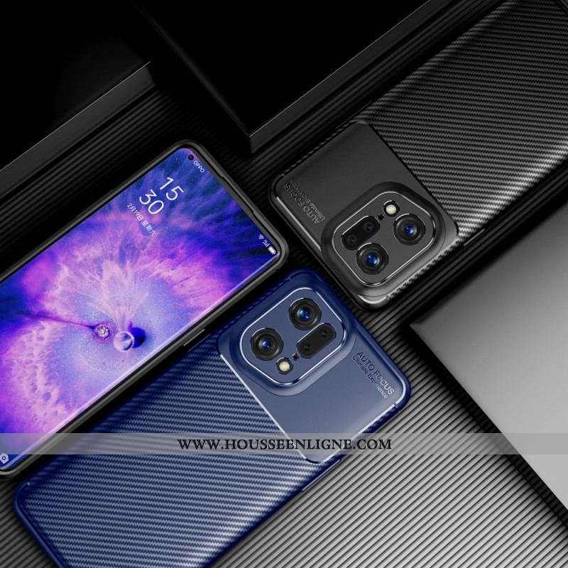 Coque Oppo Find X5 Pro Fibre Carbone Brossée