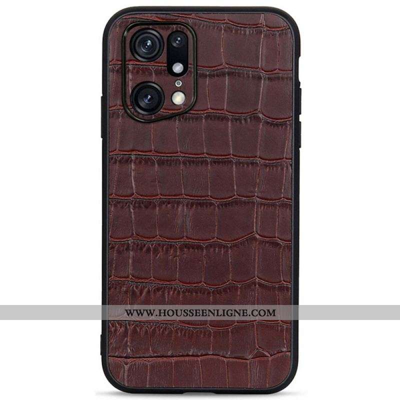 Coque Oppo Find X5 Pro Véritable Cuir Texture Crocodile