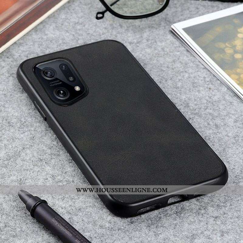 Coque Oppo Find X5 Simili Cuir Texturé