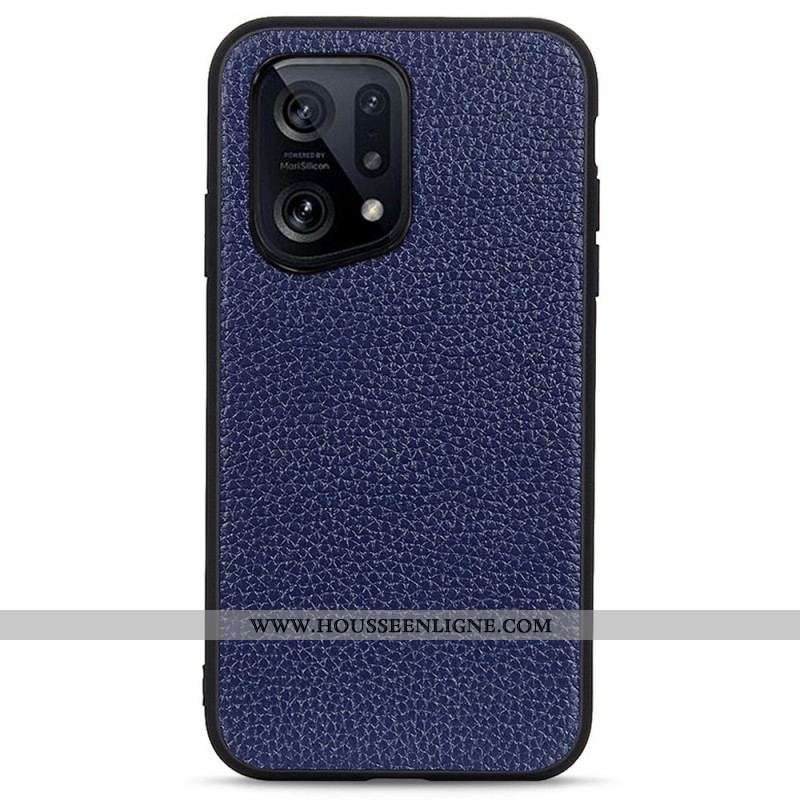 Coque Oppo Find X5 Véritable Cuir Litchi