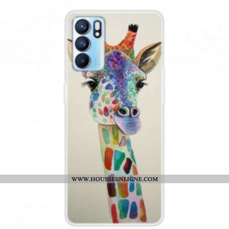 Coque Oppo Reno 6 5G Girafe Colorée
