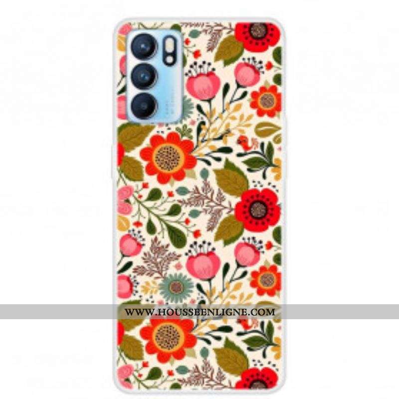 Coque Oppo Reno 6 5G Tapisserie Fleurie