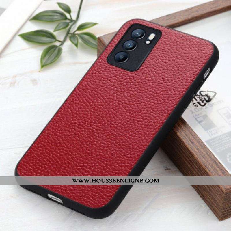 Coque Oppo Reno 6 5G Véritable Cuir Litchi