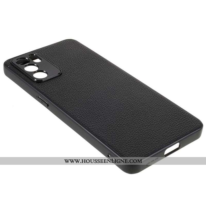 Coque Oppo Reno 6 5G Véritable Cuir Litchi