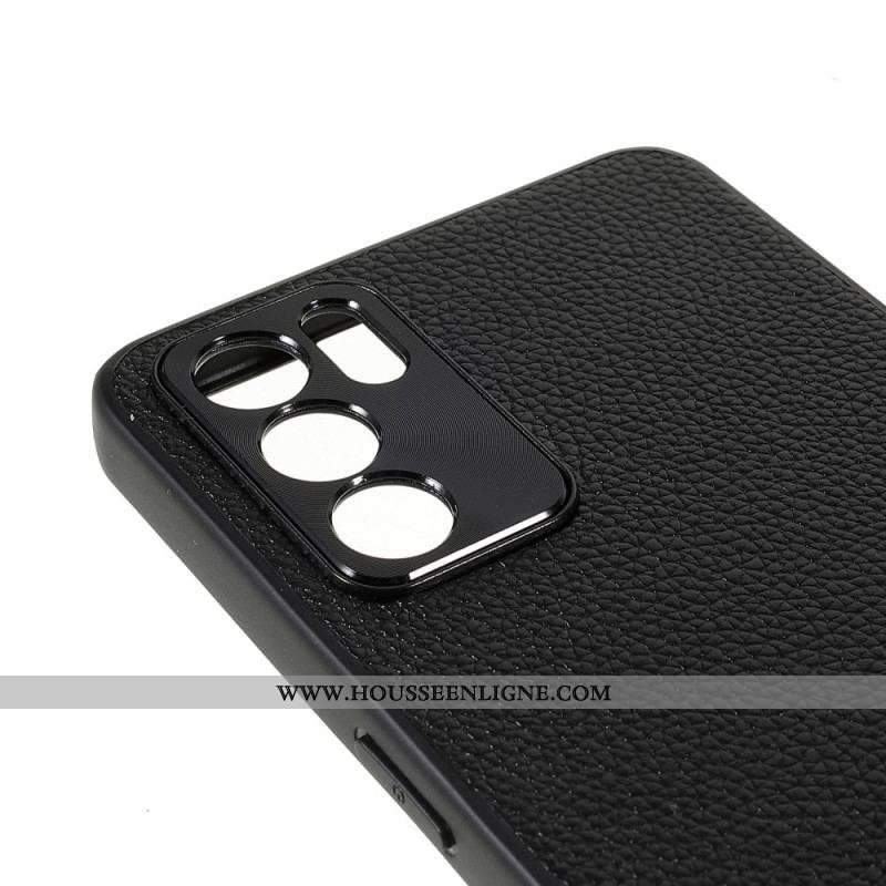 Coque Oppo Reno 6 5G Véritable Cuir Litchi