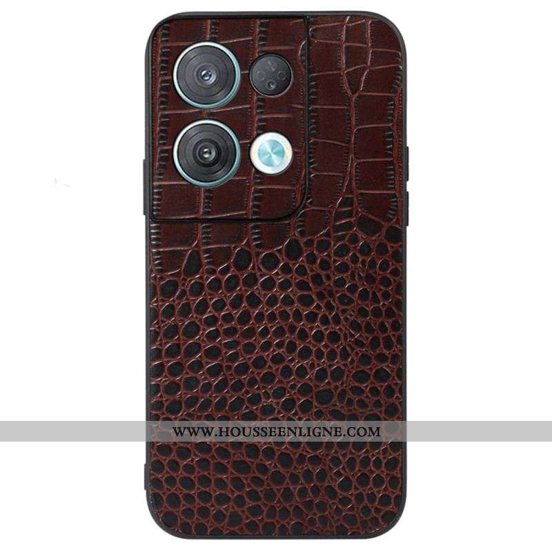 Coque Oppo Reno 8 Pro Cuir Véritable Texture Crocodile