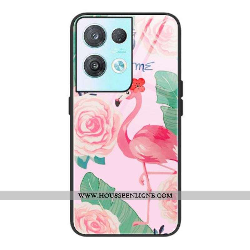 Coque Oppo Reno 8 Pro Verre Trempé Flamant Rose