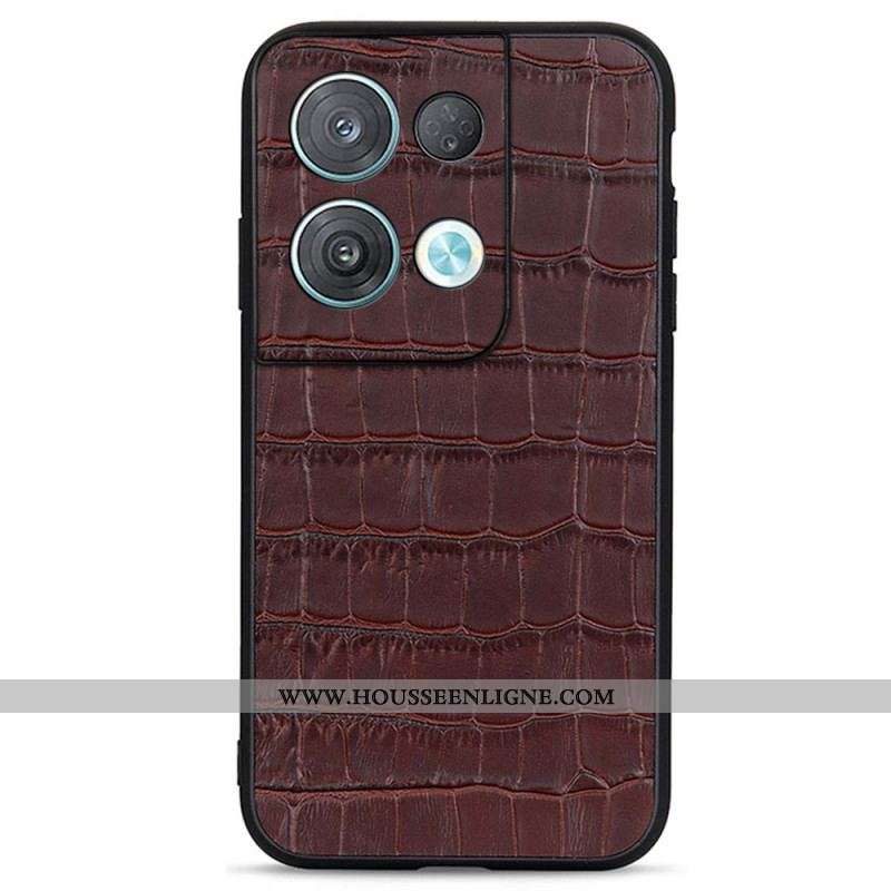 Coque Oppo Reno 8 Pro Véritable Cuir Style Crocodile