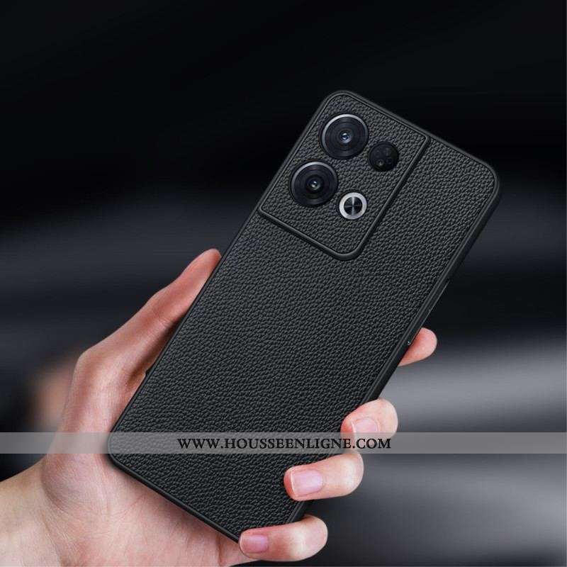 Coque Oppo Reno 8 Véritable Cuir Litchi
