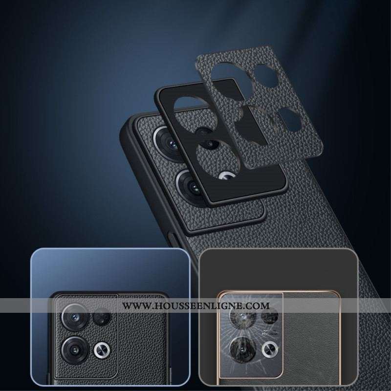 Coque Oppo Reno 8 Véritable Cuir Litchi