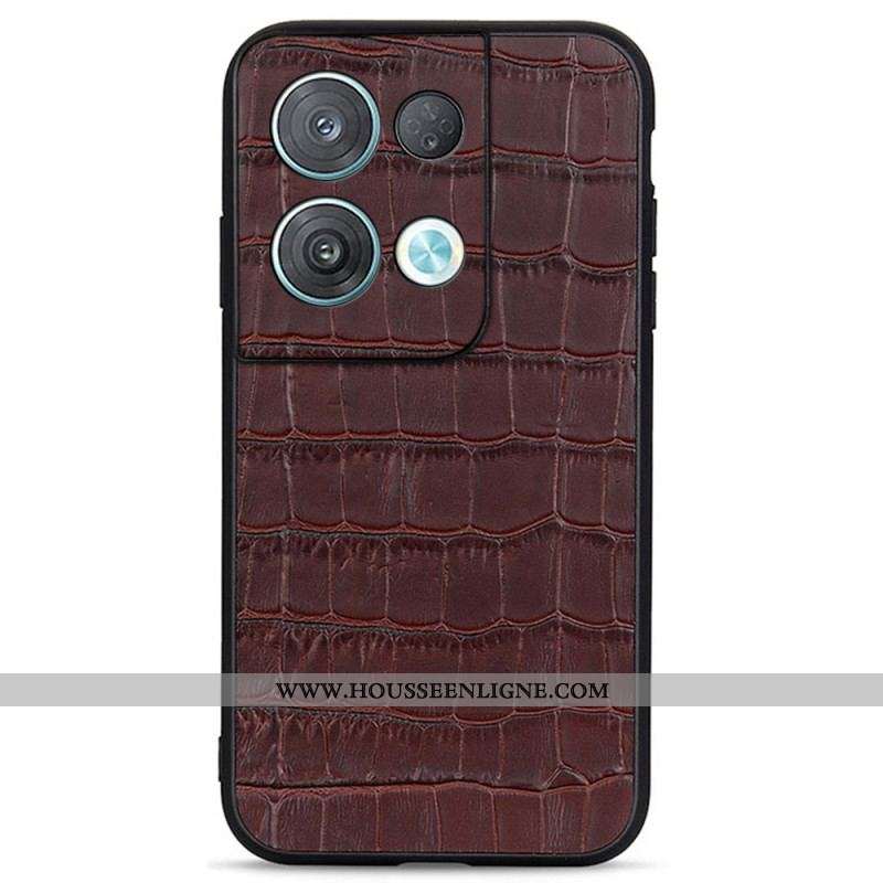Coque Oppo Reno 8 Véritable Cuir Style Crocodile