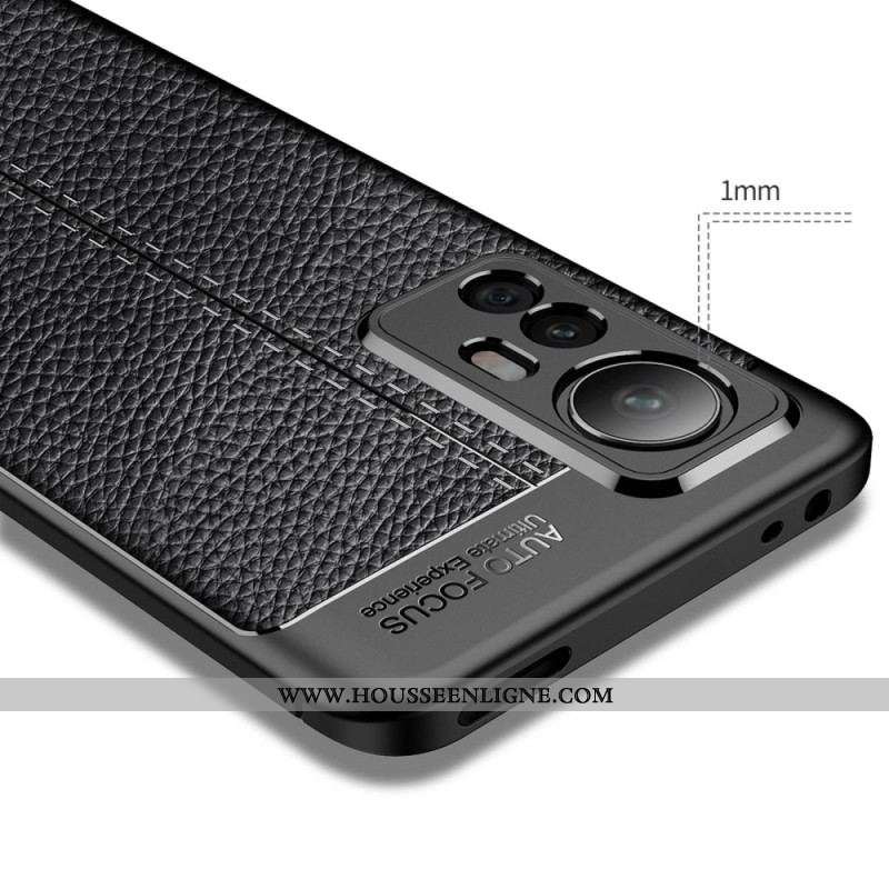 Coque Poco F4 Effet Cuir Litchi Double Line